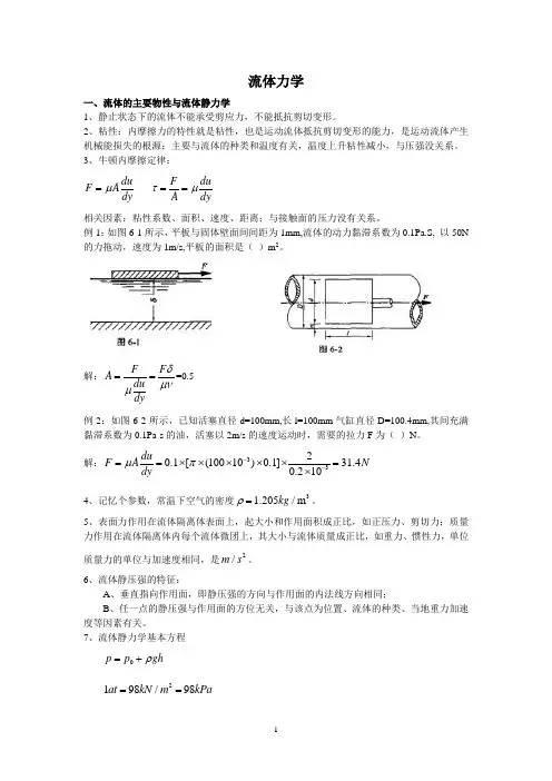 流体力学归纳总结