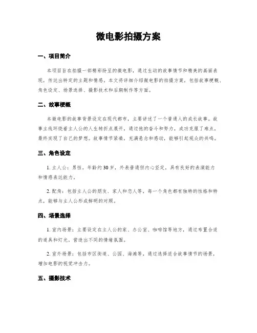 微电影拍摄方案