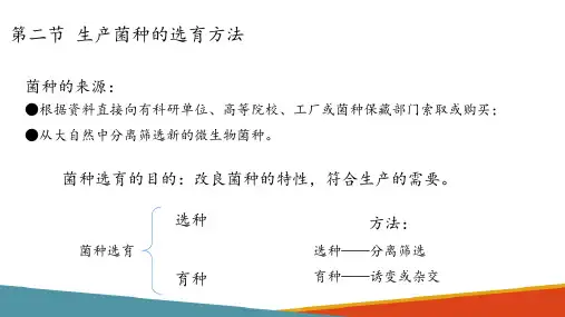 生产菌种的选育培养—生产菌种的选育方法