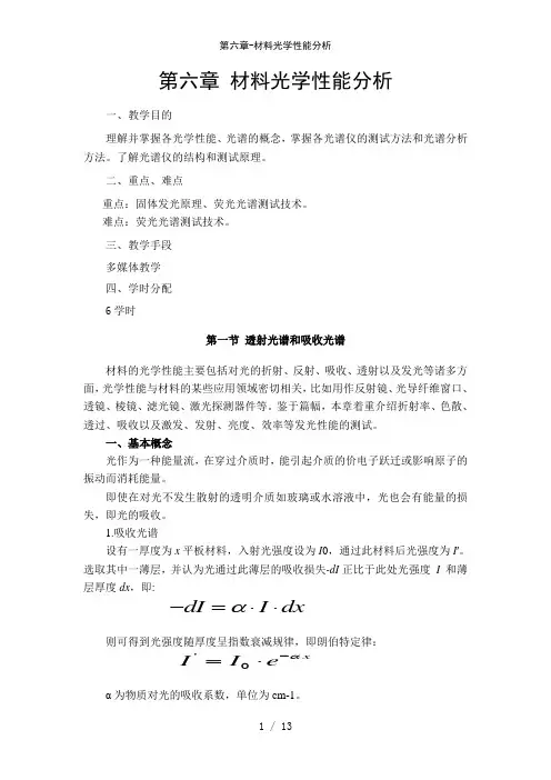 第六章-材料光学性能分析