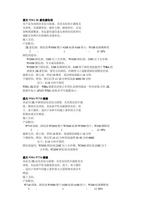爱犬WBA2K素色漆色母