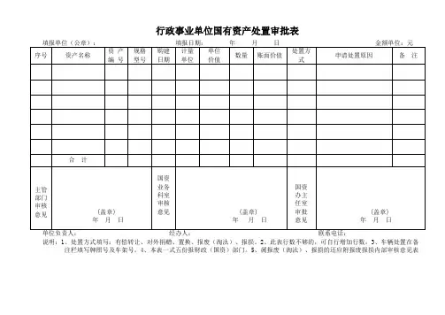行政事业单位国有资产处置审批表
