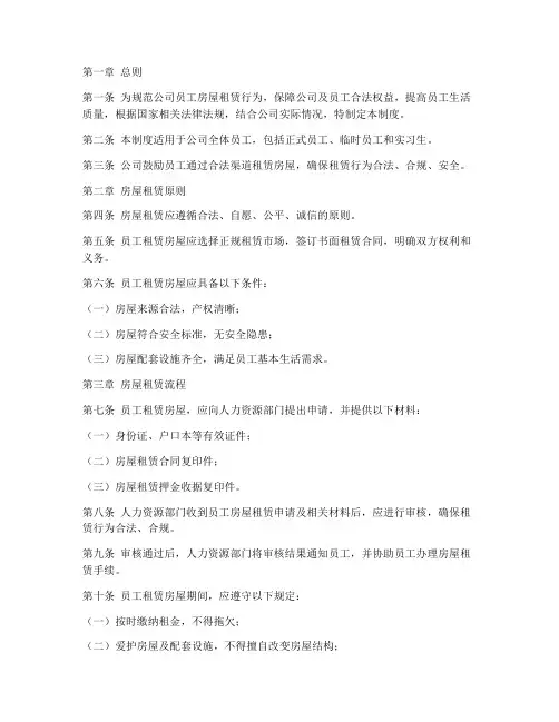 公司员工房屋租赁管理制度