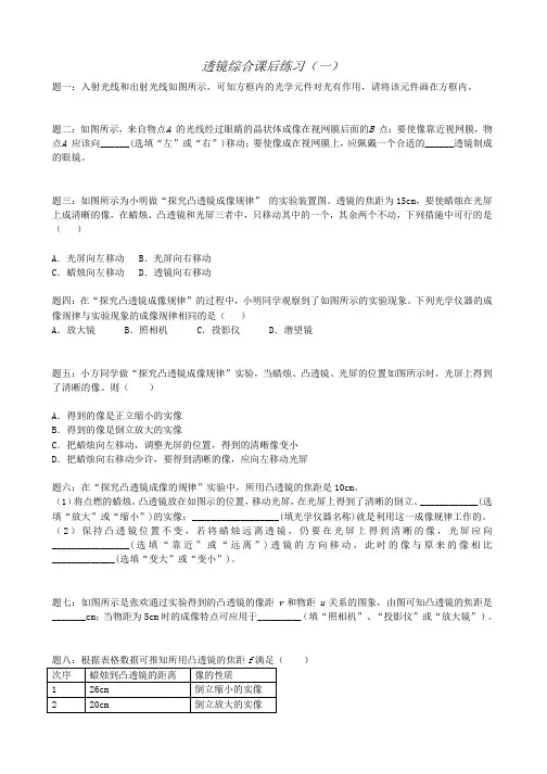 [含解析]八年级物理上册5、1透镜综合课后练习1新人教版