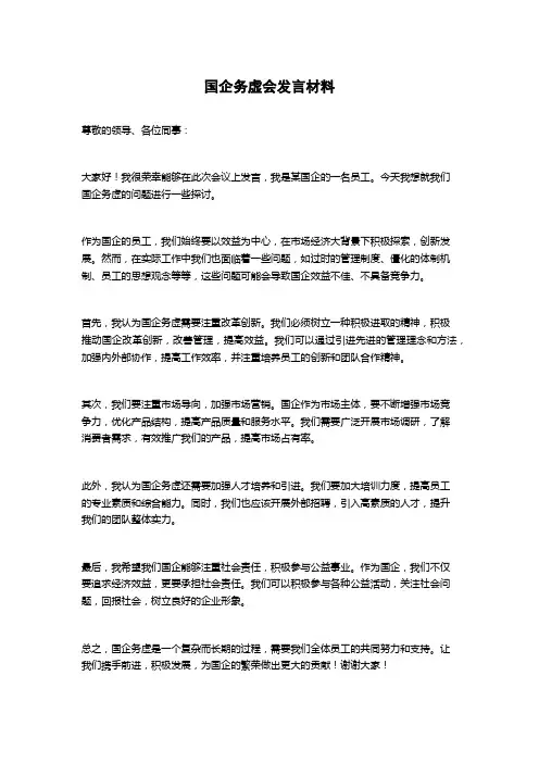 国企务虚会发言材料
