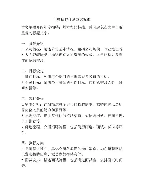 年度招聘计划方案标准