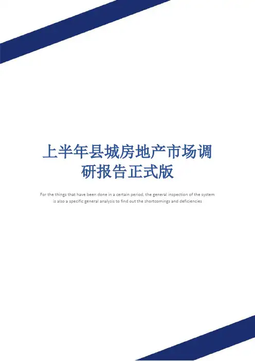 上半年县城房地产市场调研报告正式版