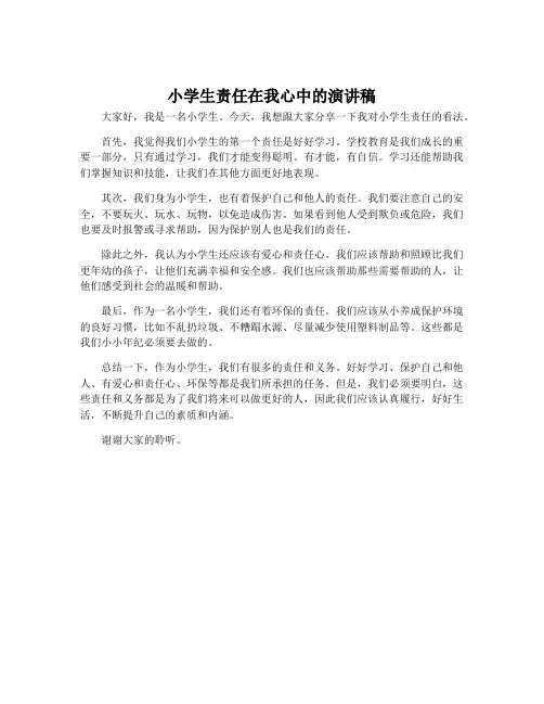小学生责任在我心中的演讲稿