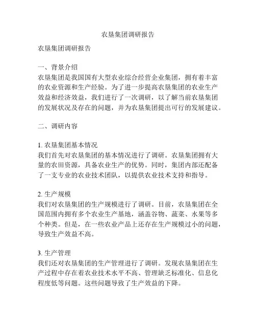 农垦集团调研报告