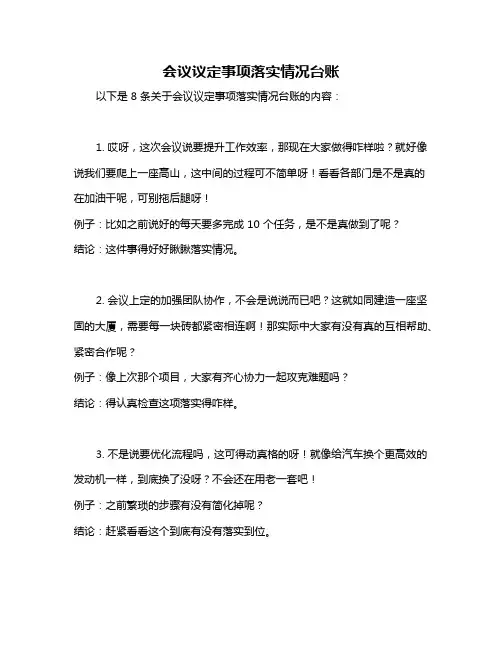 会议议定事项落实情况台账