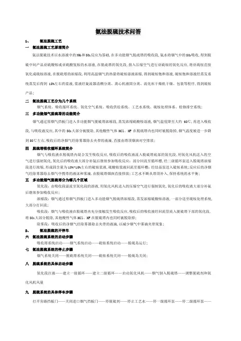 常见氨法脱硫技术问答