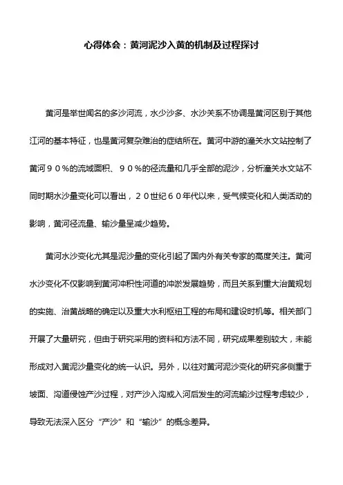 心得体会：黄河泥沙入黄的机制及过程探讨