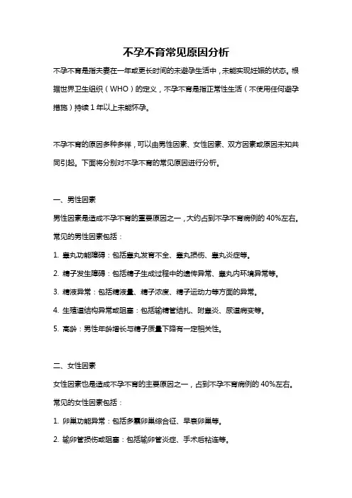 不孕不育常见原因分析