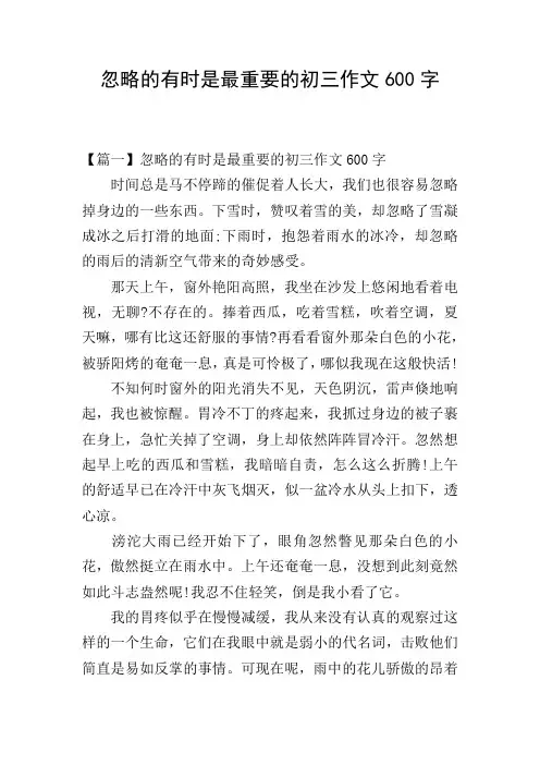 忽略的有时是最重要的初三作文600字