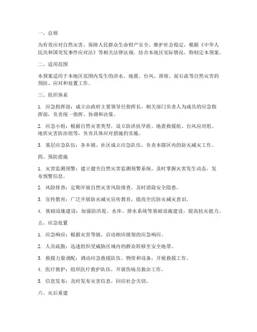 防抗自然灾害专项应急预案