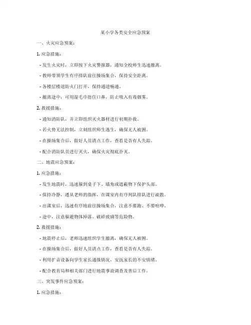 某小学各类安全应急预案