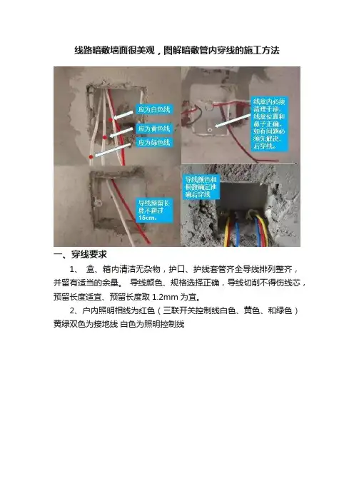 线路暗敷墙面很美观，图解暗敷管内穿线的施工方法