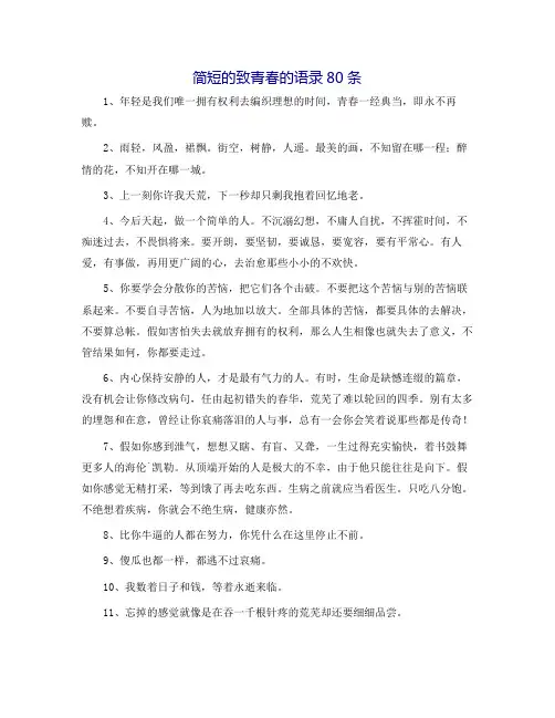 简短的致青春的语录80条