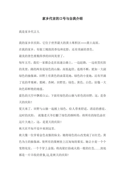 家乡代言的口号与自我介绍