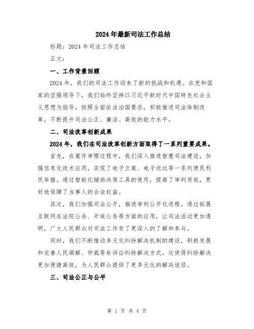 2024年最新司法工作总结
