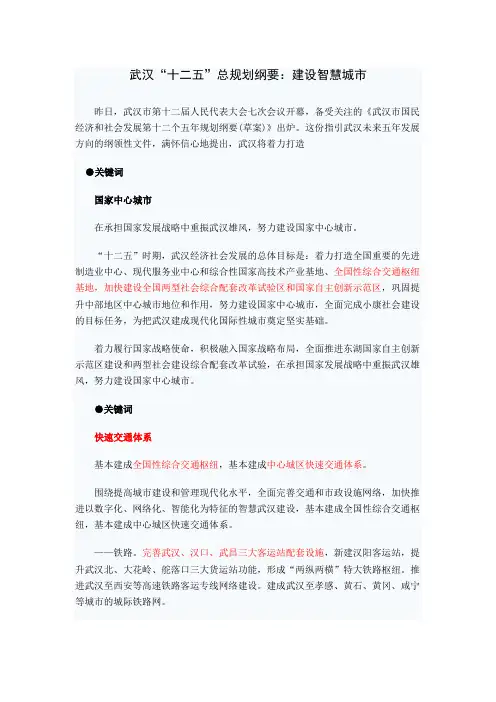 武汉“十二五”总规划纲要：建设智慧城市讲解学习