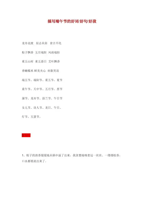 描写中国传统节日端午节的好词.doc