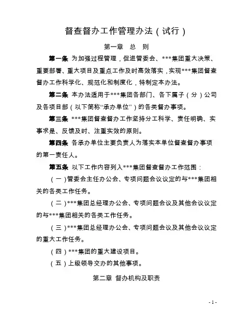 集团督查督办工作管理办法(试行)