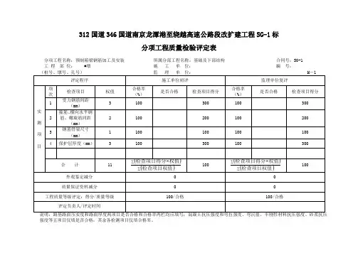 分项工程质量检验评定表