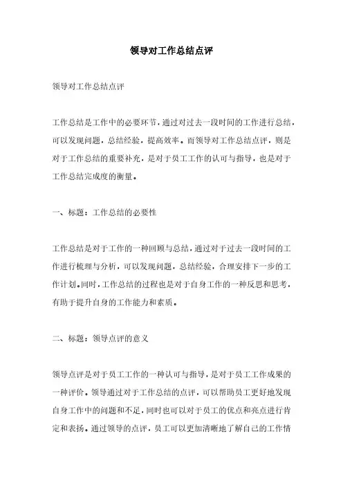 领导对工作总结点评