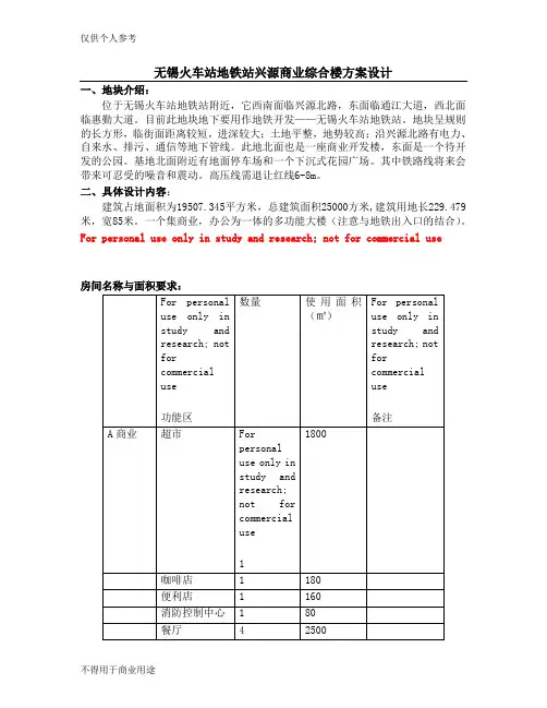无锡火车站地铁站兴源商业综合楼方案设计