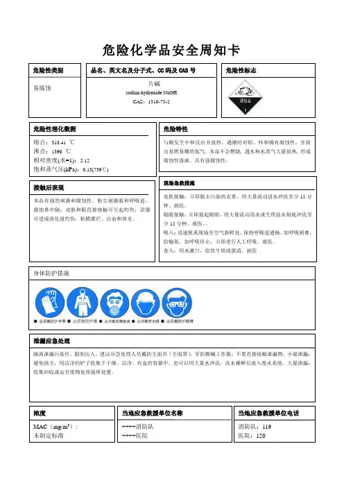 氯碱危险化学品安全周知卡