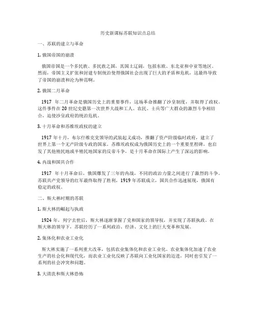 历史新课标苏联知识点总结