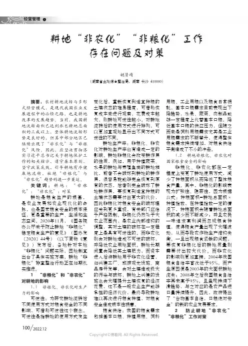 耕地“非农化”“非粮化”工作存在