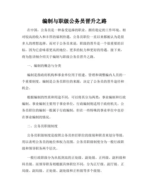 编制与职级公务员晋升之路