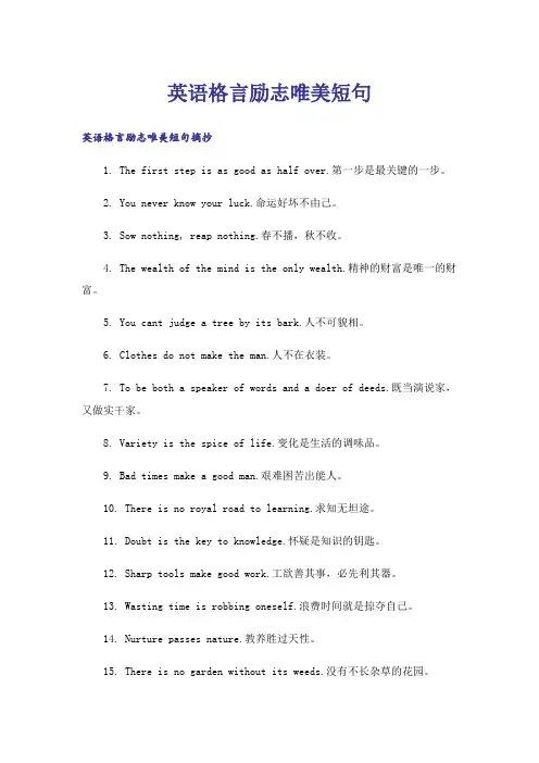 励志_英语格言励志唯美短句