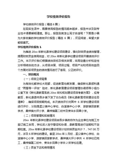 学校绩效评价报告（精选6篇）
