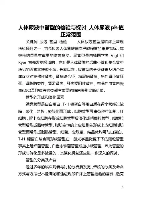 人体尿液中管型的检验与探讨_人体尿液ph值正常范围