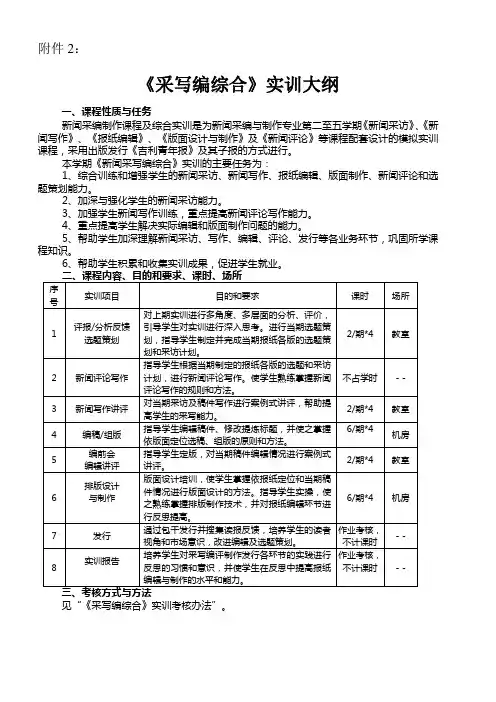 采写编综合实训大纲