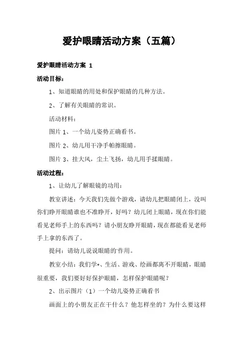爱护眼睛活动方案(五篇)