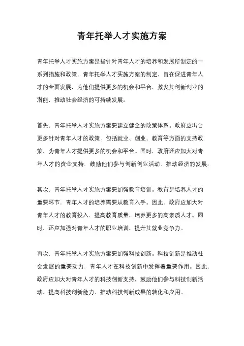 青年托举人才实施方案