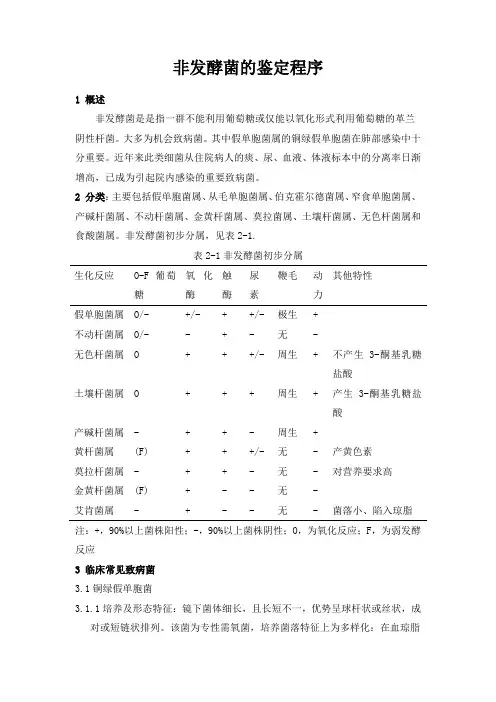 非发酵菌的鉴定程序
