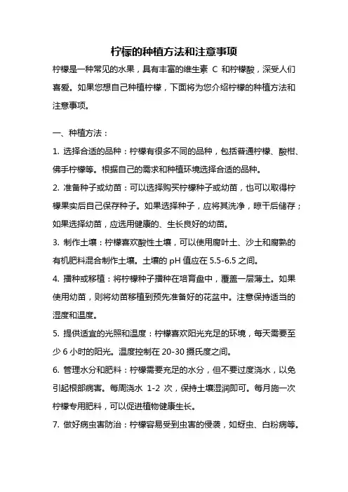 柠檬的种植方法和注意事项