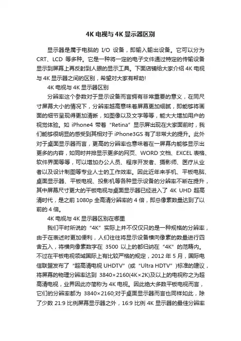 4K电视与4K显示器区别