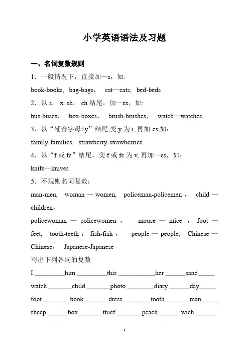 外研版新课标三起点小学英语语法及习题