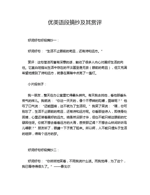 优美语段摘抄及其赏评
