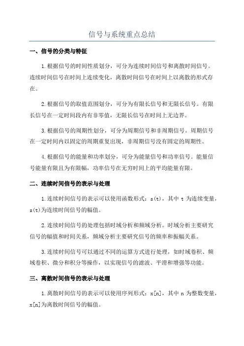 信号与系统重点总结