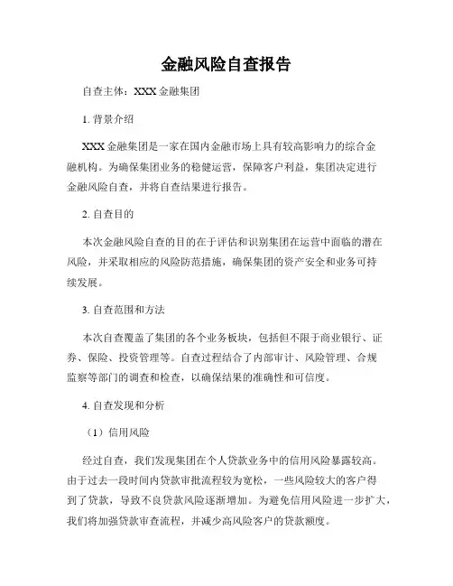 金融风险自查报告