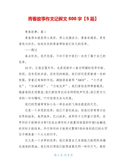 青春故事作文记叙文800字【5篇】