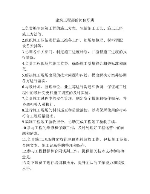 建筑工程部的岗位职责