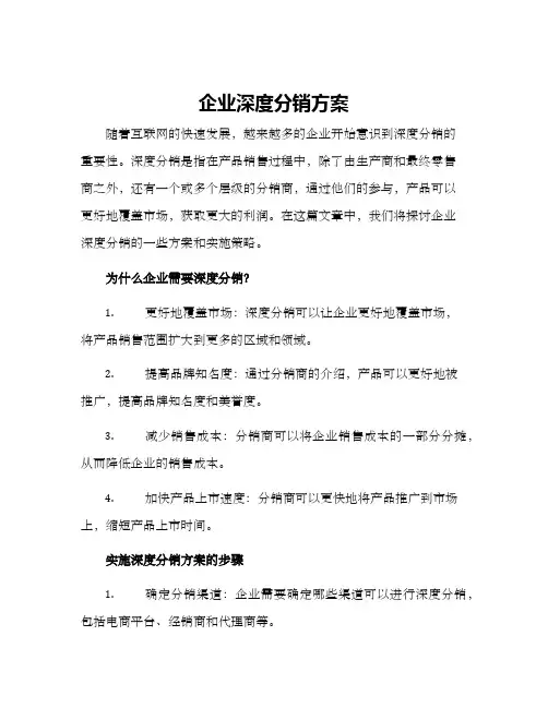 企业深度分销方案